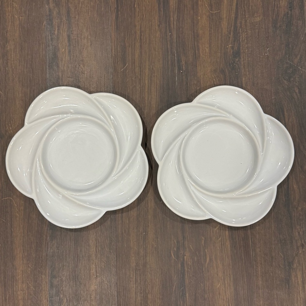 (2) White Flower Shaped Plates by Dansk